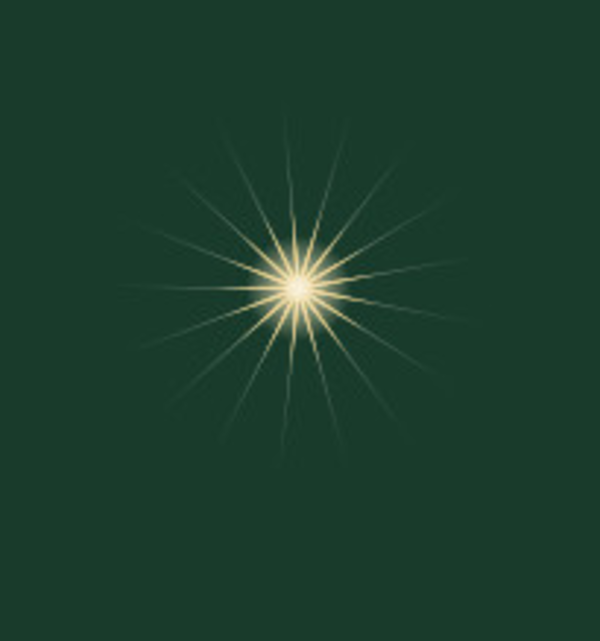 A 17-pointed light yellow shiny sparkle on dark green background.