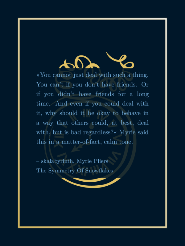 Light blue text, dark blue background, shiny yellow frame, shadow behind text, light yellow watch as a symbol behind the text. It looks a elegantly hand drawn.